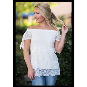 White Romantic Lace Off-The-Shoulder Top